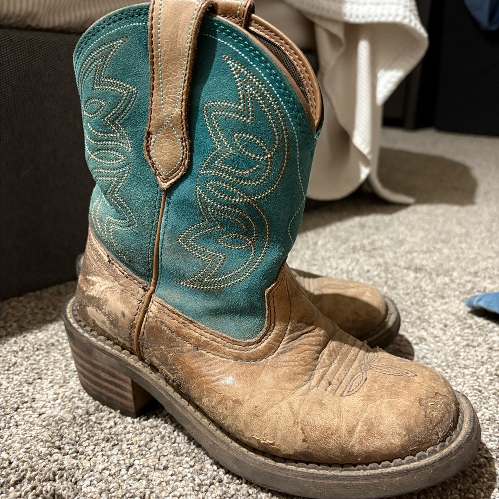 Ariat Teal and Brown Leather Boots